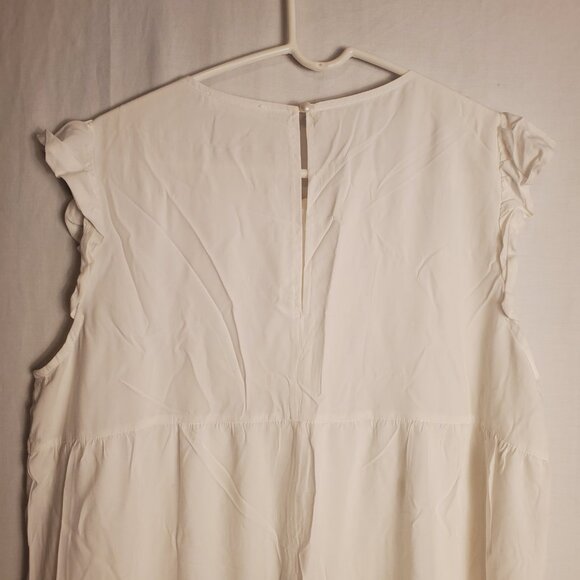 Kirundo Adorable Short Sleeve White Flowy Soft Ruffled Bottom Dress Sz L Womens - Picture 10 of 11